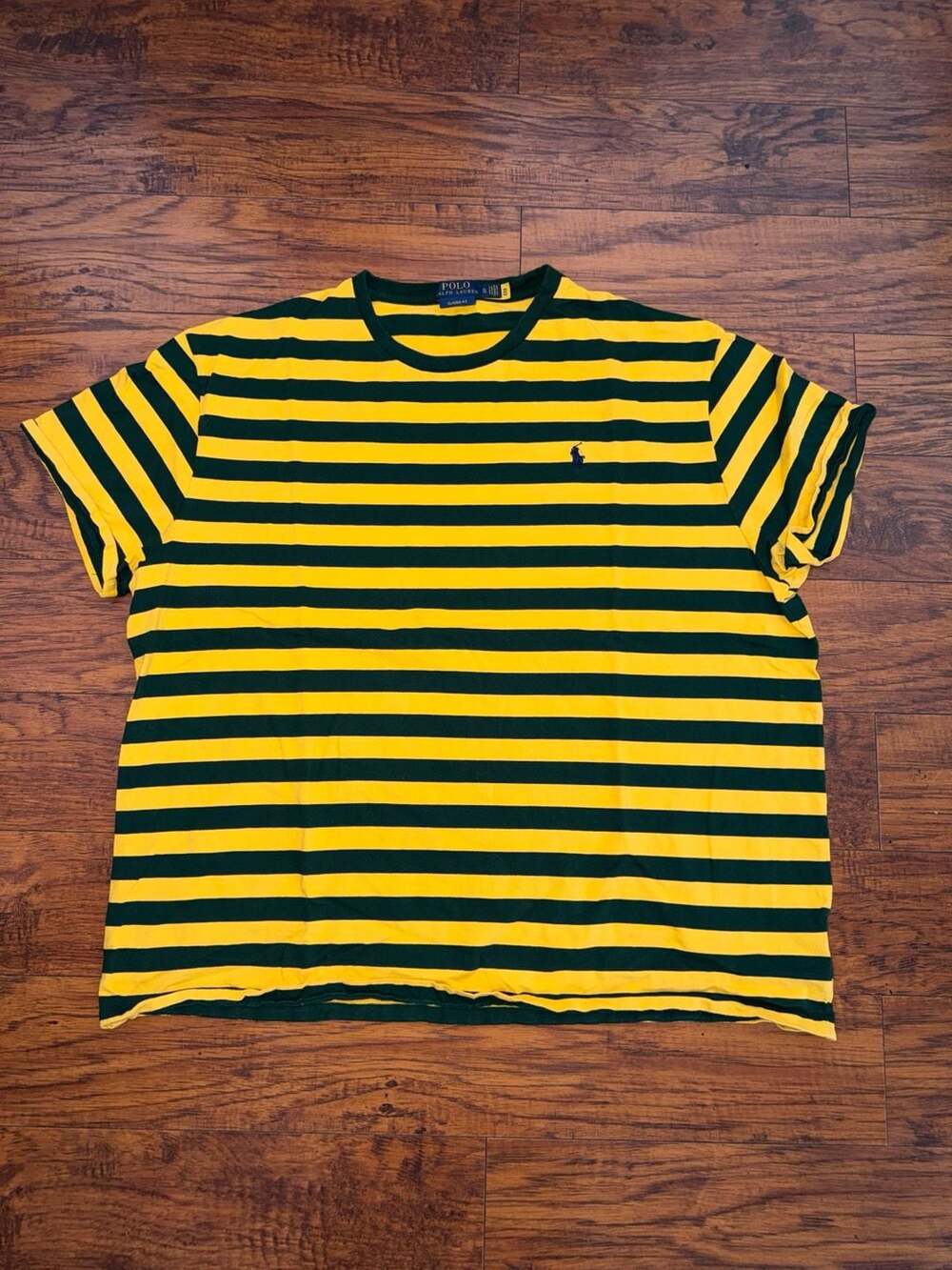 Polo Ralph Lauren Classic Fit Green and Yellow Striped Short Sleeve Crew Neck T-